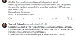 【千亿体育】记者：梅西姆巴佩进入FIFA最佳候选是胡评，我会选德布劳内劳塔罗