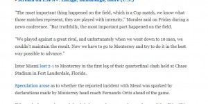 【千亿体育】ESPN：梅西赛后愤怒走近蒙特雷更衣室喊叫，冲突具体原因尚不清楚