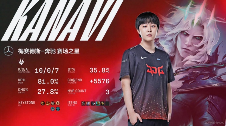 FPX vs JDG首局高光时刻：Kanavi破败王剑斩尽千军