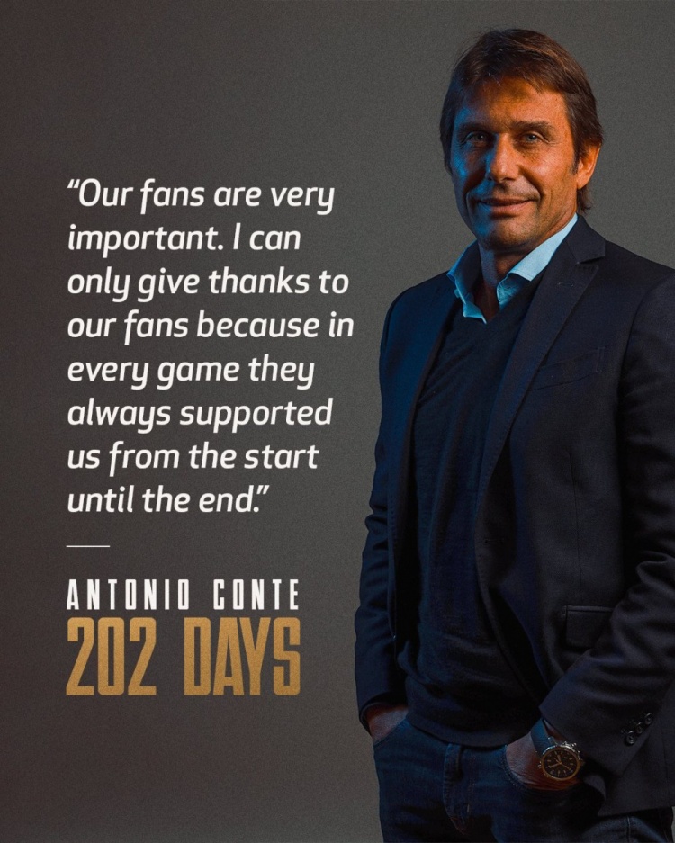 孔蒂:对热刺球迷能说的只有感谢,因为他们每场比赛都支持着我们