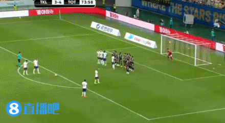 5-3！孙兴慜造红牌+任意球，凯恩主罚轰入球门死角