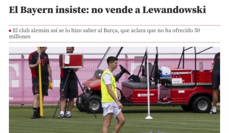 世体否认巴萨5000万欧报价莱万：拜仁将留下莱万视为优先选择