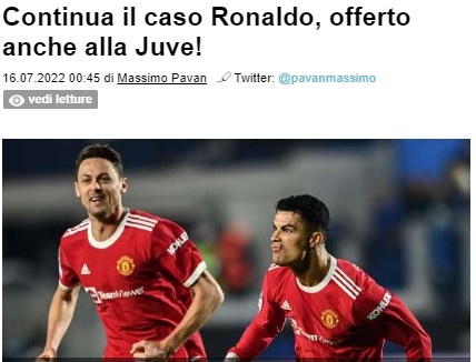 ?全尤文记者:除了拜仁、切尔西、巴黎外,C罗还被推荐给尤文