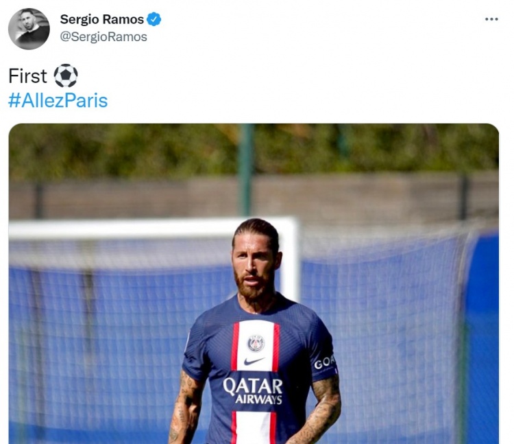 新赛季第一场热身赛破门，拉莫斯晒比赛图：首球