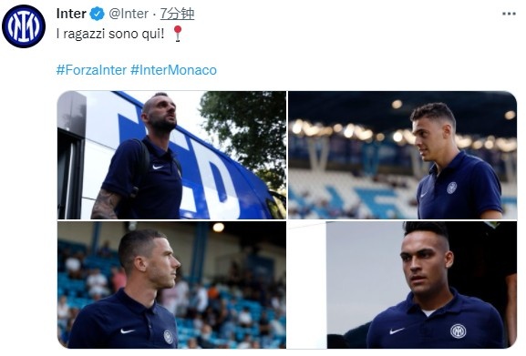 国米热身赛vs摩纳哥首发:卢卡库、劳塔罗、姆希塔良先发