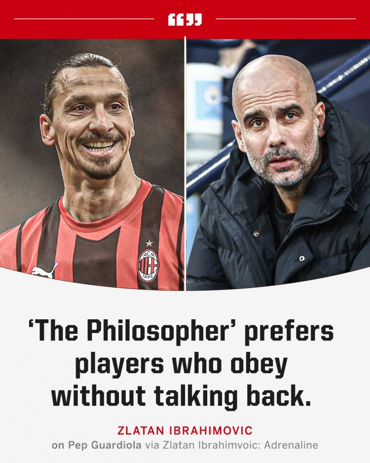 伊布:瓜帅“哲学家”更喜欢服从的球员 怀疑卢卡库施巫术伤害我