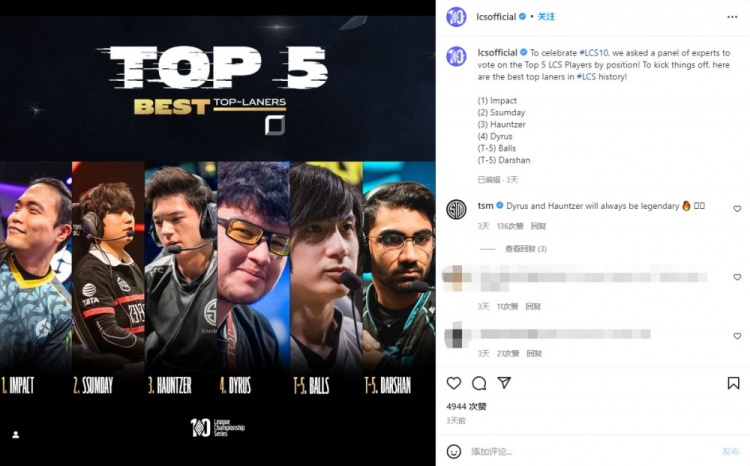 LCS官方盘点赛区历史前五上单:Impact、Ssumday上榜