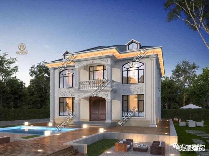 13米x11米尺寸两层大户型的别墅，六卧双厅一厨