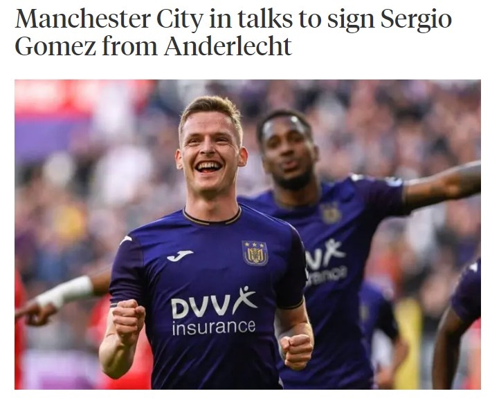 TA:曼城正努力签下安德莱赫特后卫塞尔吉奥-戈麦斯