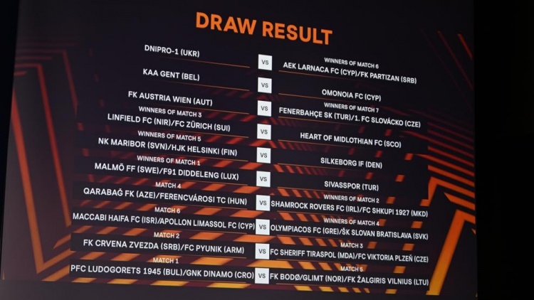 欧联杯附加赛对阵出炉,13个席位将由欧冠欧联资格赛赛果决定