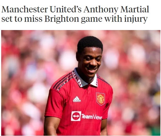 TA:马夏尔因伤将缺席新赛季英超首轮,曼联可能面临锋线短缺