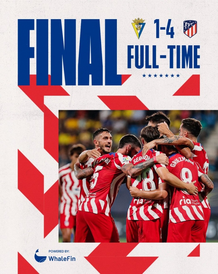 马竞热身赛4-1胜加的斯，格列兹曼、莫拉塔、萨乌尔、瓦斯破门