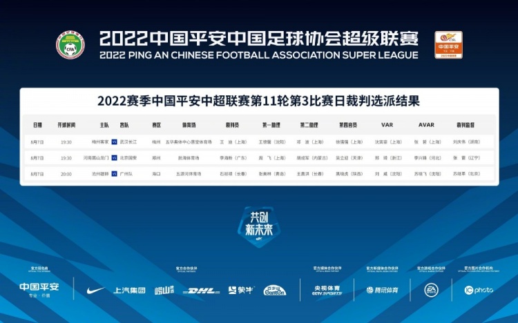 中超第11轮第3比赛日裁判安排：石祯禄执法沧州VS广州队