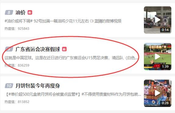 ?广东省运会U15男足决赛疑似假球，相关话题已登上热搜