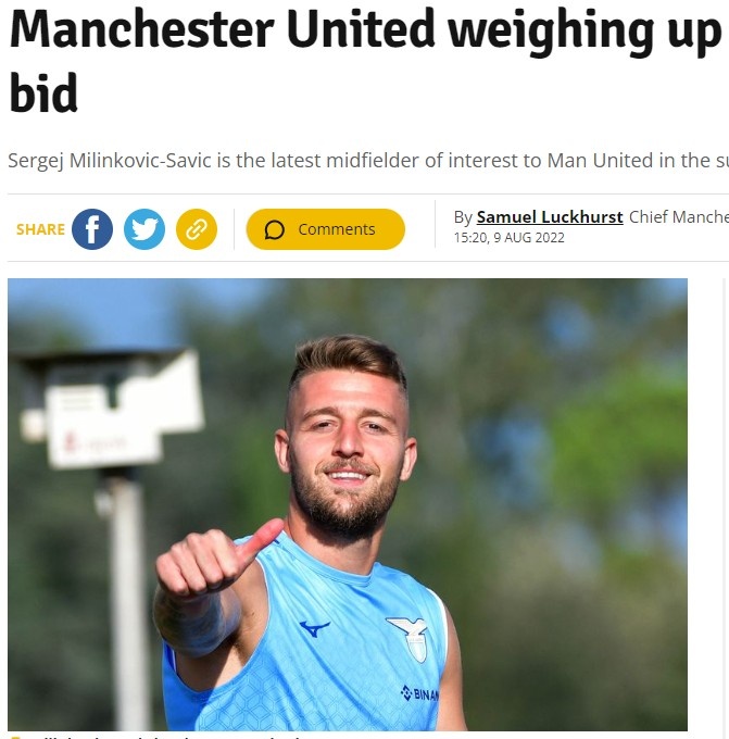 曼晚:曼联“慌乱地”想补强阵容,考虑6800万欧元报价米林科维奇