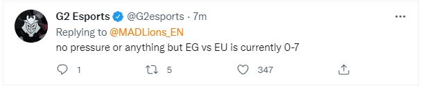 G2为同赛区队伍MAD加油：别担心他们，EG面对我们欧洲赛区0-7呢