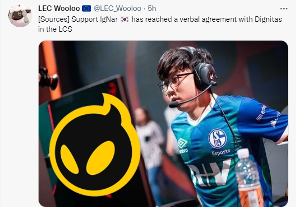 外媒爆料:韩国辅助IgNar与DIG战队达成口头协议