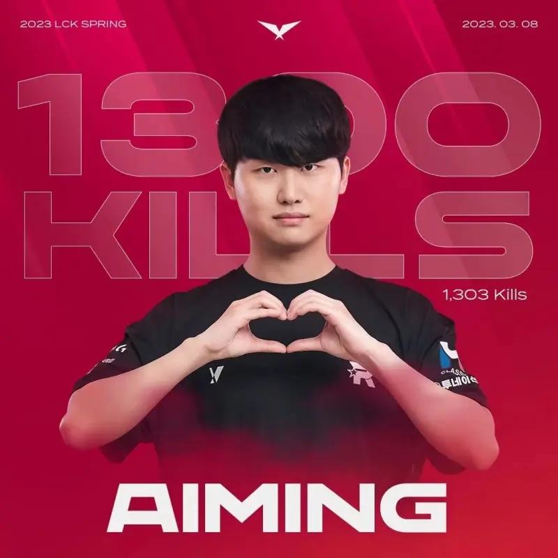 LCK官推:祝贺Aiming获得LCK1300击杀 位列历史击杀榜第15名