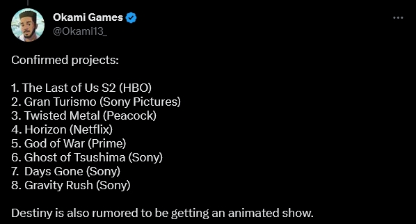 索尼PS游戏改编项目负责人确认:一部动画改编作品制作中