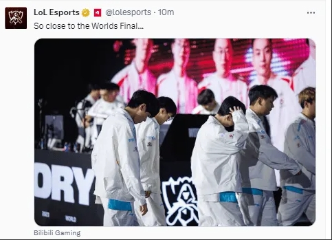 遗憾?LOL官推发布BLG离场图:他们距离决赛舞台曾是那么的近