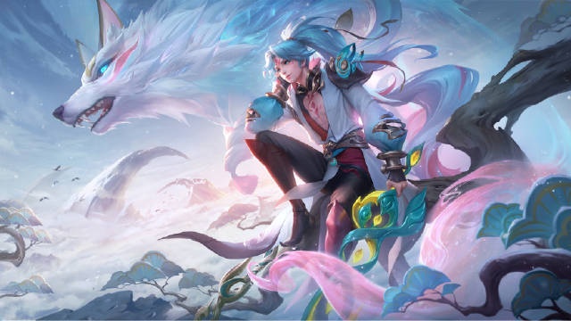 王者亚连新皮肤:雪山上的狼族少年,携雪莲仙剑,共同为守护而战