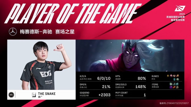 一次不死!Thesnake表现亮眼斩获春季赛首个MVP!