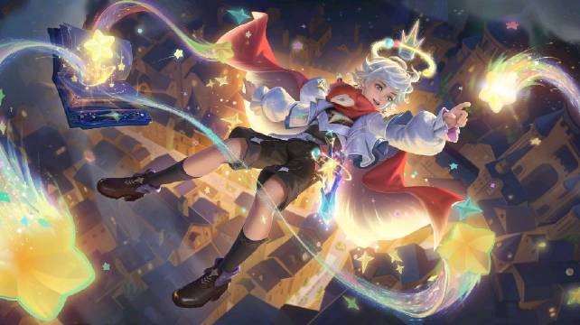 桑启新皮肤奇遇星旅：头戴绚烂星环皇冠 高举带有魔法的星星宝剑