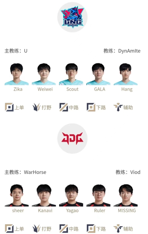 LPL明日首发名单:LNG交战JDG UP对阵OMG关键一战