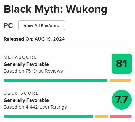 外媒谈《黑神话:悟空》M站玩家评分升高:政治正确大失败