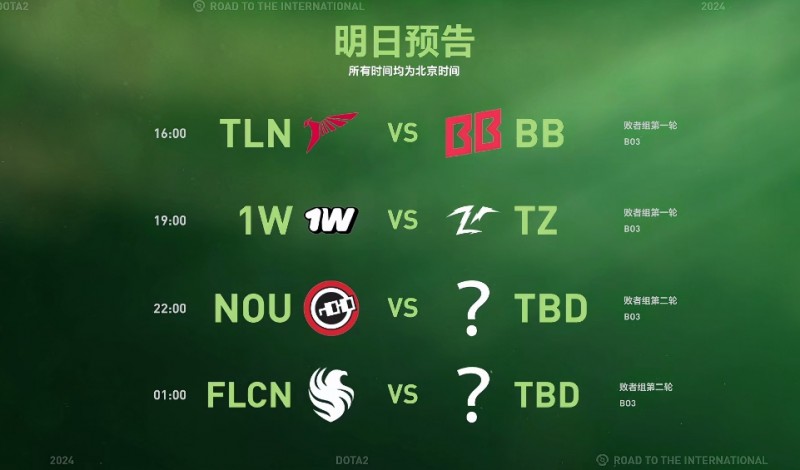 Ti淘汰赛第二日预告:败者组两轮生死战!TZ交手1win