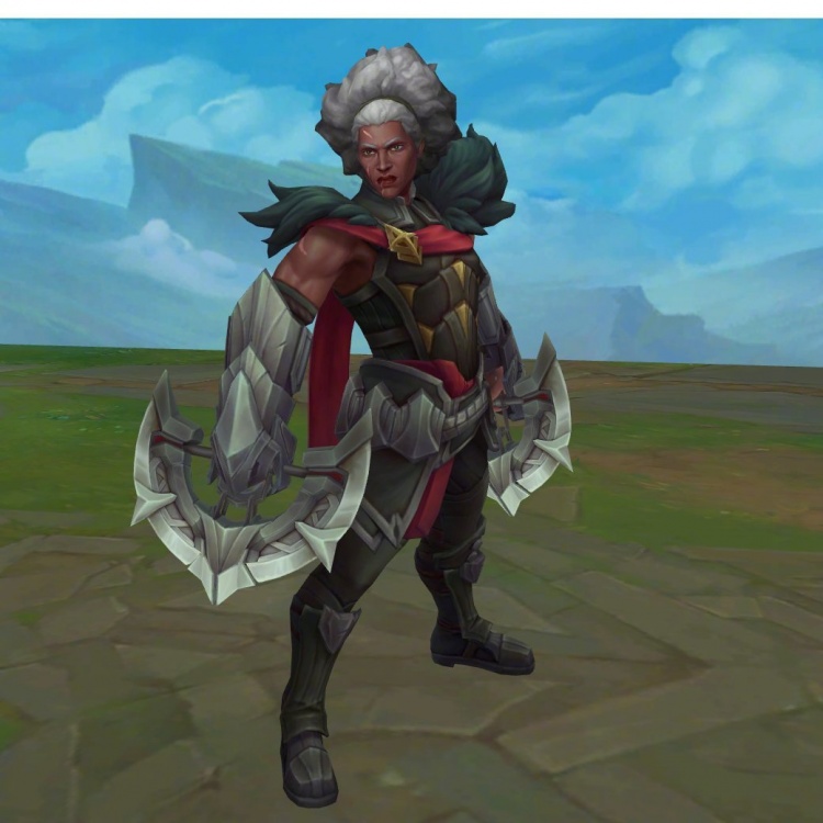 英雄联盟新英雄安蓓萨建模图:铁血狼母 使得两把移动飞斧