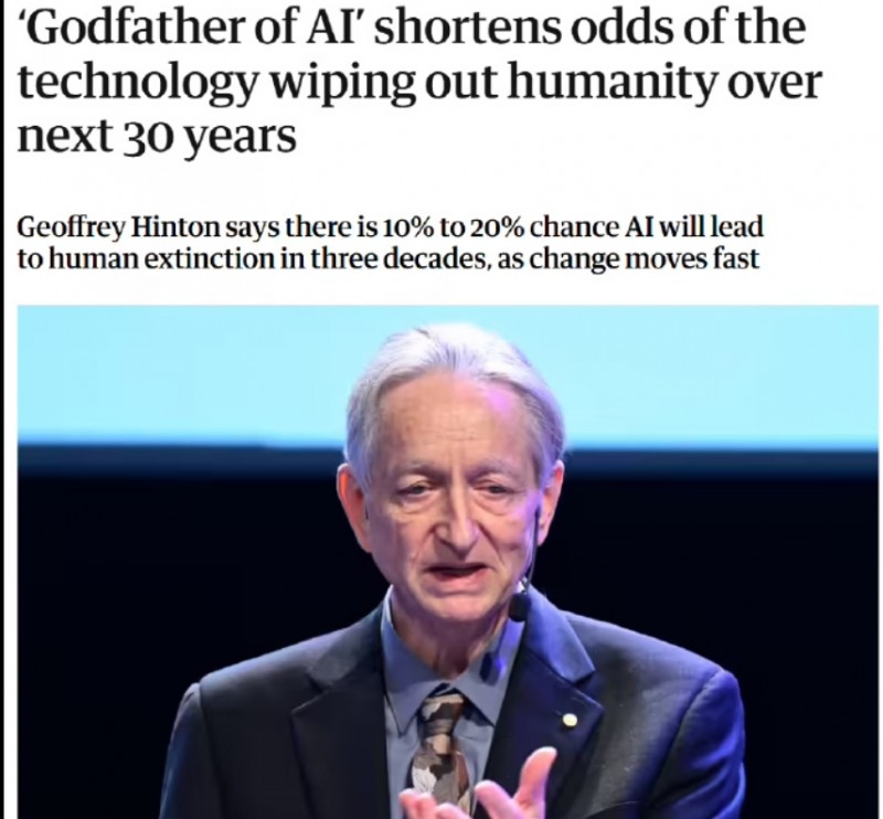 可怕!诺奖得主AI教父称30年内AI或致人类灭亡:呼吁技术监管