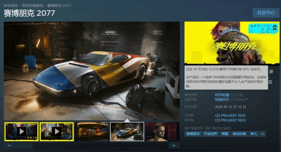 努力就会成功!《赛博朋克2077》Steam近期评价变为好评如潮!总监:做梦都不敢想!