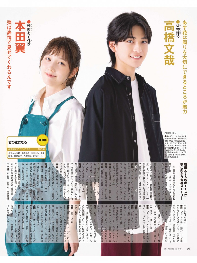 本田翼&高桥文哉 ザテレビジョン 首都圏関東版 2022年10/28号