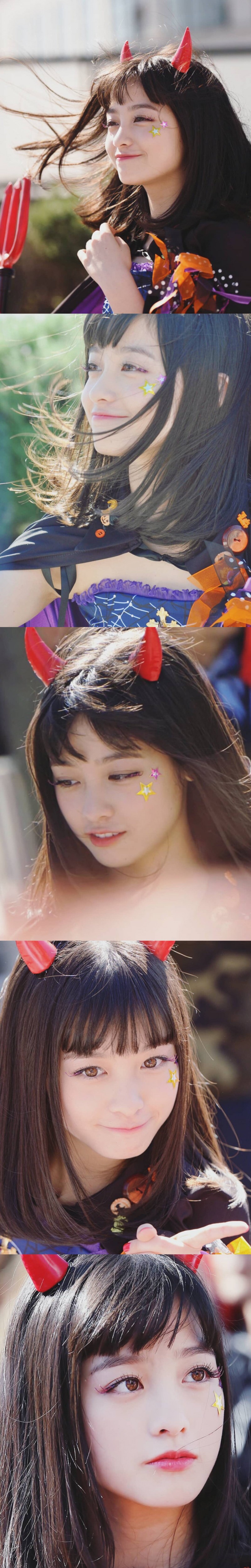 桥本环奈万圣节小恶魔造型🎃 