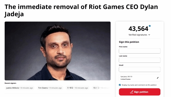 LOL玩家怒了!社区发起请愿罢免现任CEO:超4万人签名!