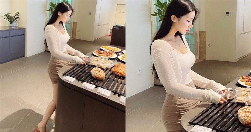 面包店里的「性感女客人」,「完美的身材比例」让店员都心动!