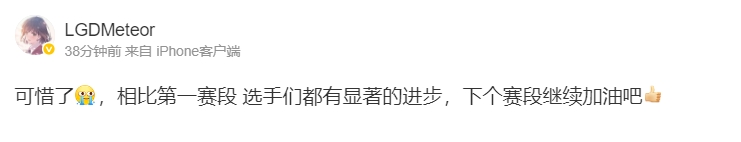LGD教练Meteor赛后更博:可惜了,相比第一赛段 选手们都有显著的进步