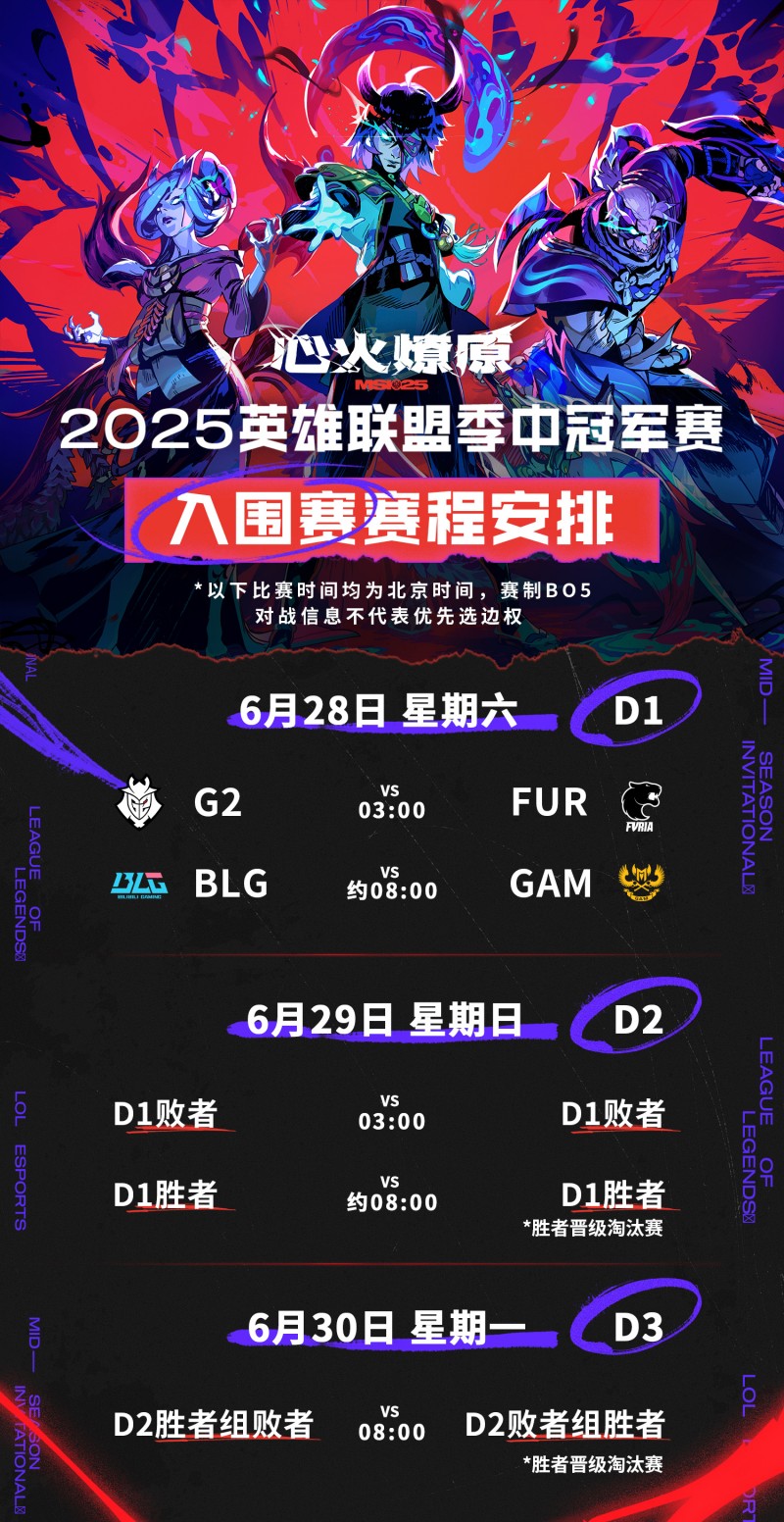 哥哥记得来看！入围赛赛制公布 28日早8点BLG交手GAM 取胜则都8点出场