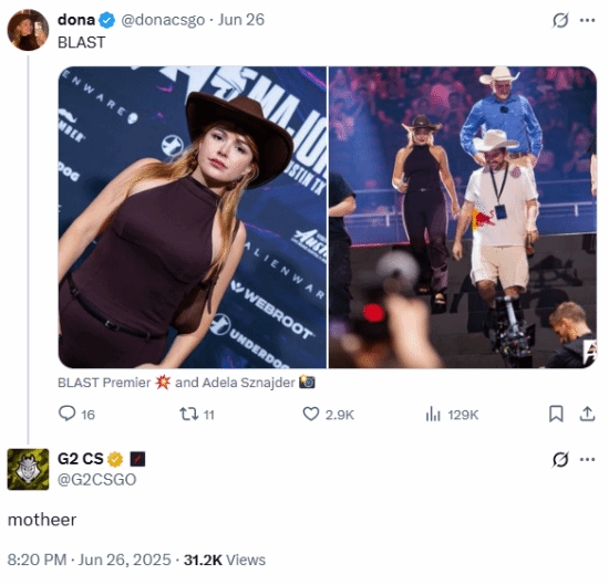 “瓦学弟”号登错了？G2俱乐部CS分部官推叫女主持"妈妈"