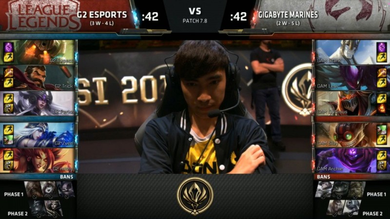 GAM与G2仅在2017 MSI交手过1-1平,两队当年阵容中仅剩Levi在打