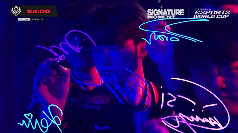 LoL官方发布T1＆GEN选手签名视频：本届MSI最后一次镜头签️