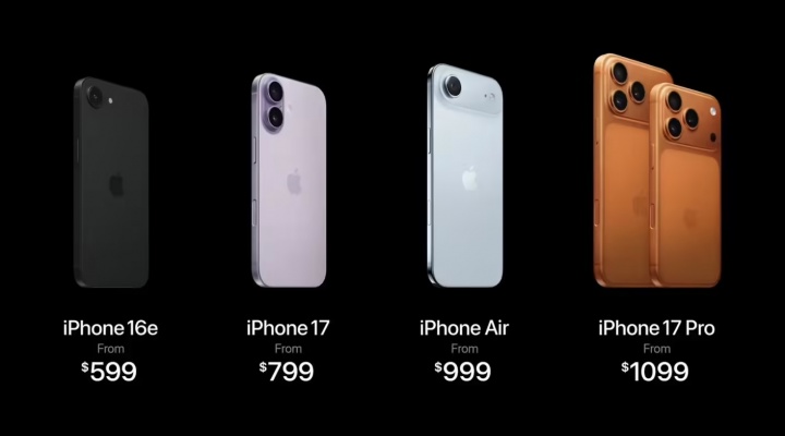 🍎苹果iPhone17系列发布:最香标准版5999元,最顶配ProMax版17999元