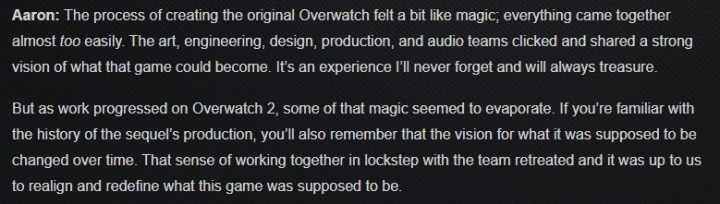 不可复制的奇迹！《守望先锋》总监：OW的那种创作激情在OW2开发过程中已经消散了