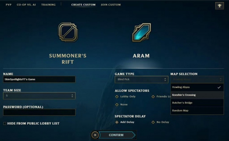 LOL测试服：下版本自定义可以选择大乱斗地图！