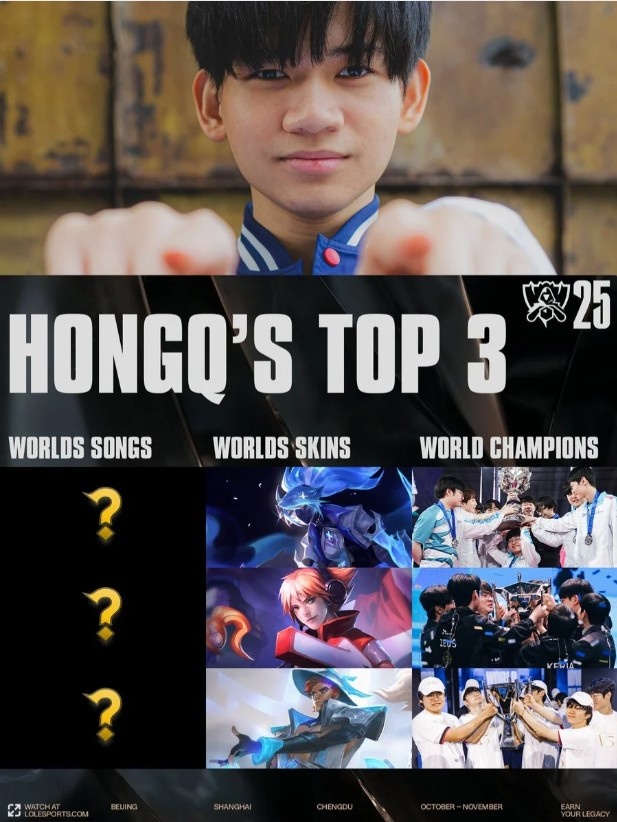 LOL官方分享HongQ TOP3：我不怎么听音乐 DWG冠军最棒