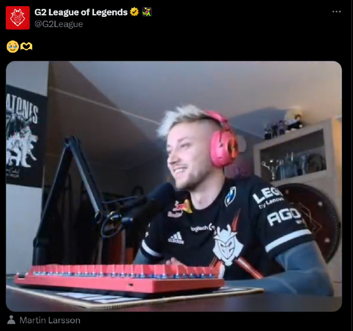 已和解!此前与G2有合同纠纷的Rekkles身穿G2队服为老东家加油