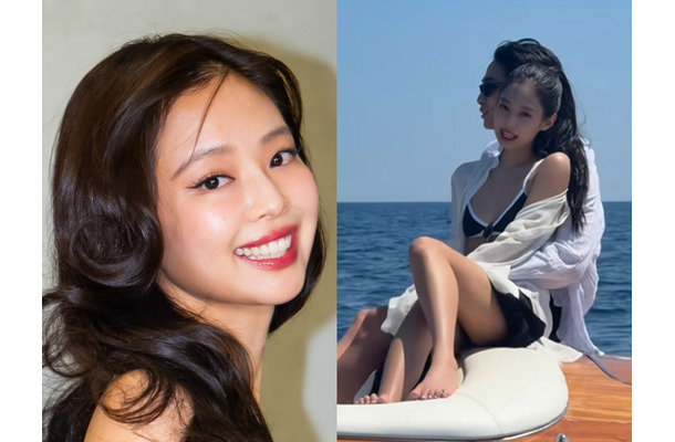 身着泳装的她,被“凯”从背后抱住……BLACKPINK的Jennie浪漫气息 女团BLACKPINK的Jennie与台湾模特凯的友好气氛,仿佛是恋人。