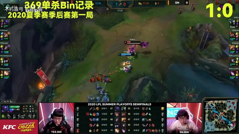 B站UP统计 bin哥和369互相单杀纪录：369 4:8 bin